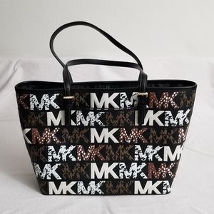 Michael Kors Jet Set Travel Medium Medium Animal Print Logo Carryall Tote Bag